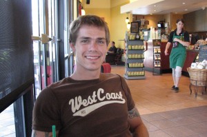 Tom Copeland of the Children's Coalition and also from My Gym, taking a coffee break