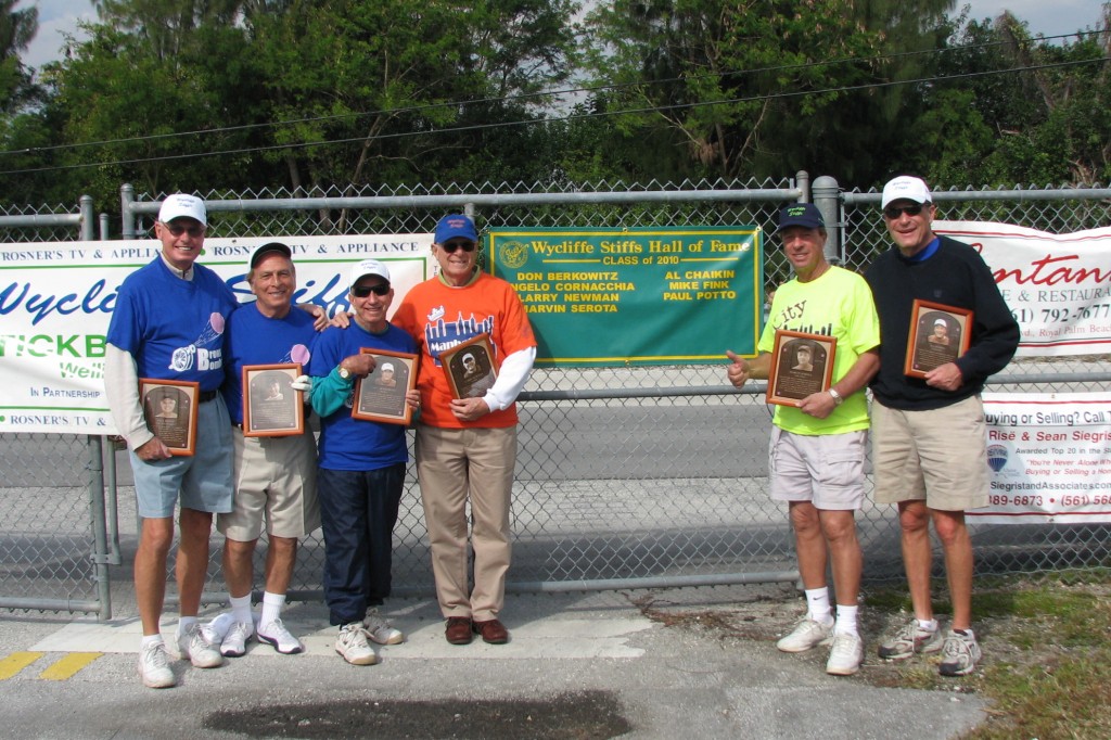 Newly inducted players in the Wycliffe Stiffs Stickball Hall of Fame