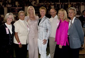 (Left to Right) Carol Lavell, Linda Zang, Chair Tamara Gerber, Karin Reid Offield, Steffen Peters, Anne Gribbons and Founder and Chair Mary Ross